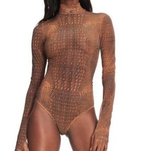 I AM GIA Kenzie snake print mesh bodysuit